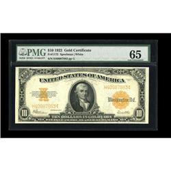 Fr. 1173 $10 1922 Gold Certificate PMG Gem Uncirculated Fr. 1173 $10 1922 Gold Certificate PMG Gem U