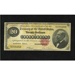 Fr. 1178 $20 1882 Gold Certificate Fine. Stronger from Fr. 1178 $20 1882 Gold Certificate Fine.