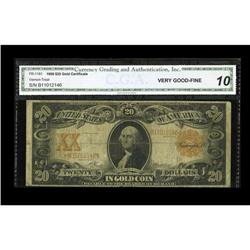 Fr. 1181 $20 1906 Gold Certificate CGA Very Good-Fine 1 Fr. 1181 $20 1906 Gold Certificate CGA Very 