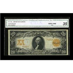 Fr. 1182 $20 1906 Gold Certificate CGA Very Fine 35. Th Fr. 1182 $20 1906 Gold Certificate CGA Very 