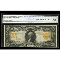 Fr. 1185 $20 1906 Gold Certificate CGA Gem Uncirculated Fr. 1185 $20 1906 Gold Certificate CGA Gem U