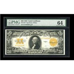 Fr. 1187 $20 1922 Gold Certificate PMG Choice Uncircula Fr. 1187 $20 1922 Gold Certificate PMG Choic