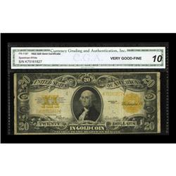 Fr. 1187 $20 1922 Gold Certificate CGA Very Good 10. A Fr. 1187 $20 1922 Gold Certificate CGA Very G