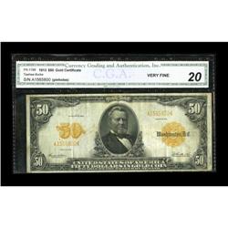 Fr. 1199 $50 1913 Gold Certificate CGA Very Fine 20. Th Fr. 1199 $50 1913 Gold Certificate CGA Very 