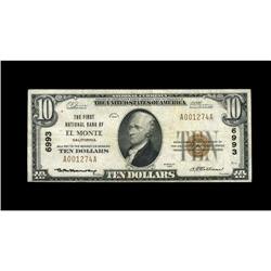 El Monte, CA - $10 1929 Ty. 1 The First NB Ch. # 6993A El Monte, CA