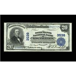 Los Angeles, CA - $20 1902 Plain Back Fr. 651 The Merch Los Angeles, CA