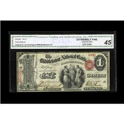 Middletown, CT - $1 Original Fr. 380 The First NB Ch. # Middletown, CT