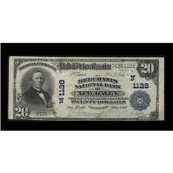 New Haven, CT - $20 1902 Plain Back Fr. 650 The Merchan New Haven, CT