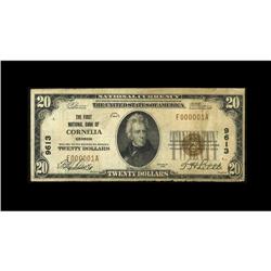 Cornelia, GA - $20 1929 Ty. 1 The First NB Ch. # 9613A Cornelia, GA