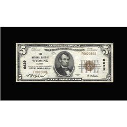Wyoming, IL - $5 1929 Ty. 1 The NB Ch. # 6629This bank Wyoming, IL