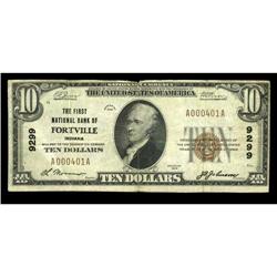 Fortville, IN - $10 1929 Ty. 1 The First NB Ch. # 9299O Fortville, IN