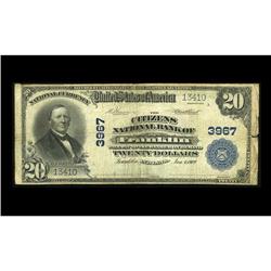 Franklin, IN - $20 1902 Plain Back Fr. 652 The Citizens Franklin, IN