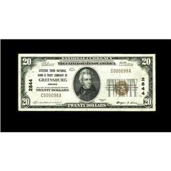 Greensburg, IN - $20 1929 Ty. 1 Citizens Third NB & TC Greensburg, IN