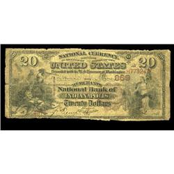 Indianapolis, IN - $20 1882 Brown Back Fr. 494 The Merc Indianapolis, IN