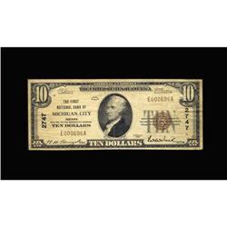 Michigan City, IN - $10 1929 Ty. 1 The First NB Ch. # 2 Michigan City, IN