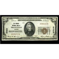 Princeton, IN - $20 1929 Ty. 1 The Farmers NB Ch. # 946 Princeton, IN