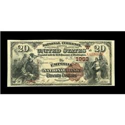 Emporia, KS - $20 1882 Brown Back Fr. 499 The Emporia Emporia, KS