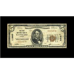 Kanorado, KS - $5 1929 Ty. 1 The First NB Ch. # 11860De Kanorado, KS