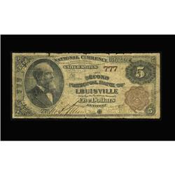Louisville, KY - $5 1882 Brown Back Fr. 467 The Second Louisville, KY