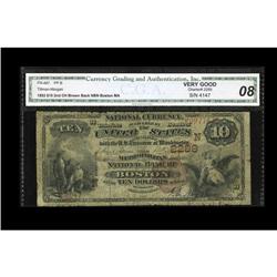 Boston, MA - $10 1882 Brown Back Fr. 487 The Metropolit Boston, MA