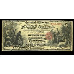 Charlestown, MA - $5 Original Fr. 397 The Bunker Hill N Charlestown, MA