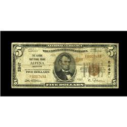 Alpena, MI - $5 1929 Ty. 1 The Alpena NB Ch. # 2847 VGC Alpena, MI