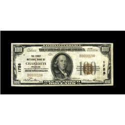 Charlotte, MI - $100 1929 Ty. 1 The First NB Ch. # 1758 Charlotte, MI