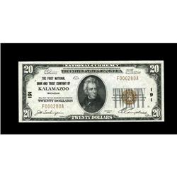 Kalamazoo, MI - $20 1929 Ty. 1 The First NB & TC Ch. # Kalamazoo, MI