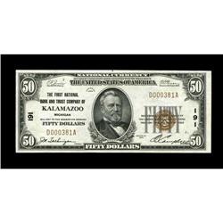 Kalamazoo, MI - $50 1929 Ty. 1 The First NB & TC Ch. # Kalamazoo, MI