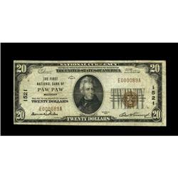 Paw Paw, MI - $20 1929 Ty. 1 The First NB Ch. # 1521A v Paw Paw, MI