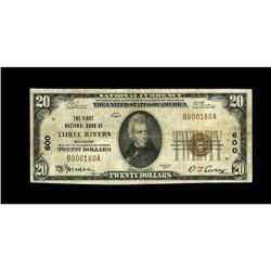Three Rivers, MI - $20 1929 Ty. 1 The First NB Ch. # 60 Three Rivers, MI