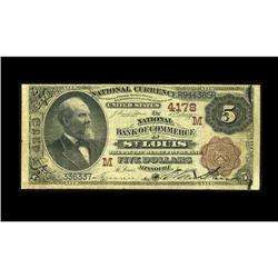 Saint Louis, MO - $5 1882 Brown Back The NB of Commerce Saint Louis, MO