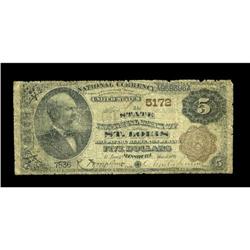 Saint Louis, MO - $5 1882 Brown Back The State NB Saint Louis, MO