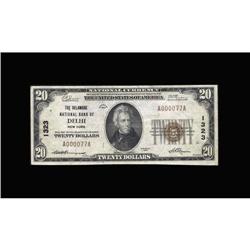 Delhi, NY - $20 1929 Ty. 1 The Delaware NB Ch. # 1323W. Delhi, NY