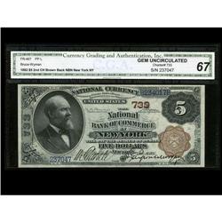 New York, NY - $5 1882 Brown Back Fr. 467 The NB of Com New York, NY