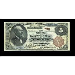 New York, NY - $5 1882 Brown Back The NB of Commerce New York, NY