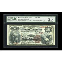 New York, NY - $10 1882 Brown Back Fr. 480 The NB of Co New York, NY