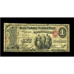 New York, NY - $1 Original Fr. 380 The Saint Nicholas N New York, NY