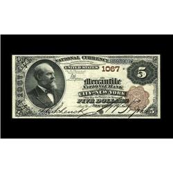 New York, NY - $5 1882 Brown Back Fr. 467 The Mercantil New York, NY