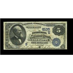 Charlotte, NC - $5 1882 Date Back Fr. 534 The Commercia Charlotte, NC