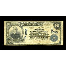 Durham, NC - $10 1902 Plain Back Fr. 624 The Citizens N Durham, NC