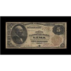 Lima, OH - $5 1882 Brown Back Fr. 470 The Ohio NB Ch. # Lima, OH