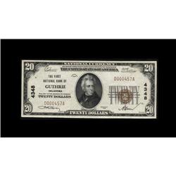 Guthrie, OK - $20 1929 Ty. 1 The First NB Ch. # 4348Th Guthrie, OK