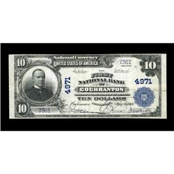 Cochranton, PA - $10 1902 Plain Back The First NB Cochranton, PA