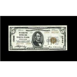 Elkins Park, PA - $$5 1929 Ty. 2 The Elkins Park NB Elkins Park, PA
