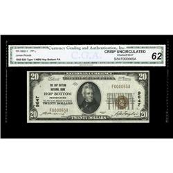 Hop Bottom, PA - $20 1929 Ty. 1 The Hop Bottom NB Ch. # Hop Bottom, PA