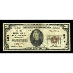 New Albany, PA - $20 1929 Ty. 1 The First NB Ch. # 8973 New Albany, PA