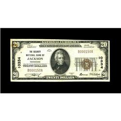 Jackson, TN - $20 1929 Ty. 1 The Security NB Ch. # 103 Jackson, TN