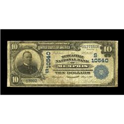 Memphis, TN - $10 1902 Plain Back Fr. 631 The Mercantil Memphis, TN