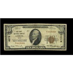 Athens, TX - $10 1929 Ty. 1 The First NB Ch. # 4278Type Athens, TX
